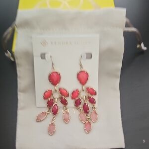 Kendra Scott Red and Pink Chandelier Earrings